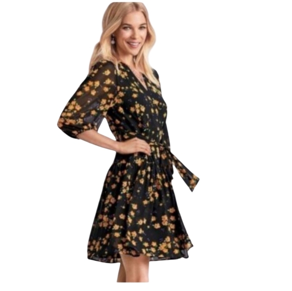 Cabi Womens Fiesta Floral Semi Sheer The Debut Wrap Dress Size Small - Picture 9 of 9